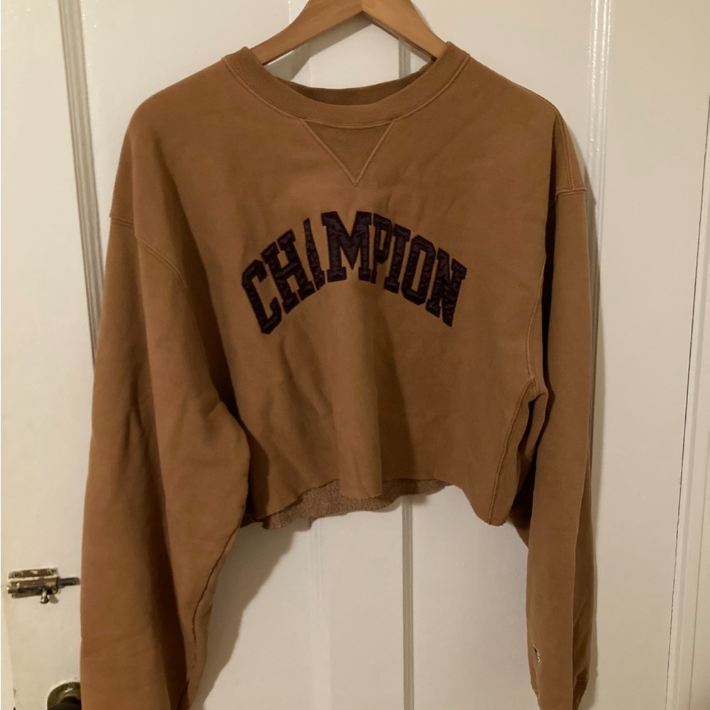 Champion Women's Brown Orange Crop Sweatshirt Size X-Large